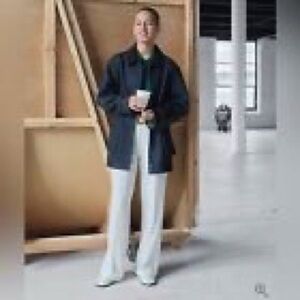 J Crew Women’s Alexander Cuffed Wide Leg pant Wool Blend Ivory 00P